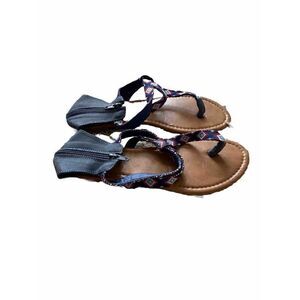 Shoevibe Shoe Vibe Sandals Thong Flats 8 Blue White Red Boho